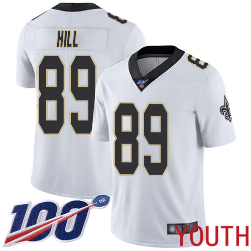 New Orleans Saints Limited White Youth Josh Hill Road Jersey NFL Football #89 100th Season Vapor Untouchable Jersey